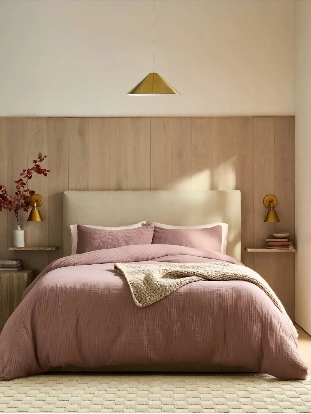 Quince Organic Cotton Airy Gauze Duvet Cover Set in Fig- King